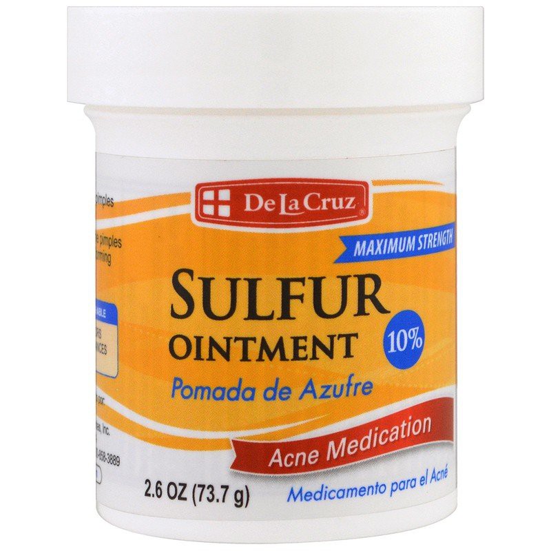 KEM DÀNH CHO DA MỤN De La Cruz, Sulfur Ointment, Acne Medication, Maximum Strength, 2.6 oz  CHÍNH HÃNG MỸ