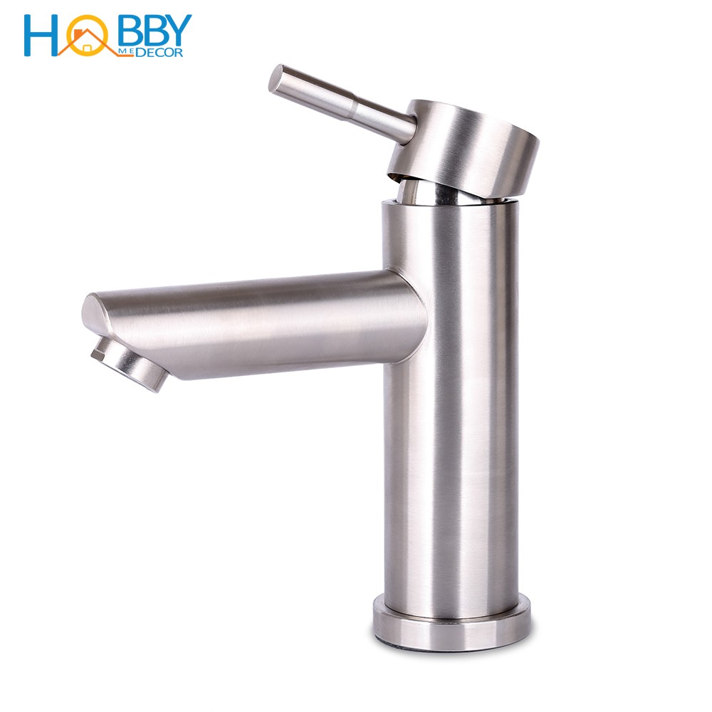 Vòi xả nước lavabo nóng lạnh HOBBY VRM1 chuẩn Inox 304 xước không rỉ sét