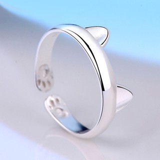Nhẫn bạc tạo hình tai mèo dễ thương cho nữ
