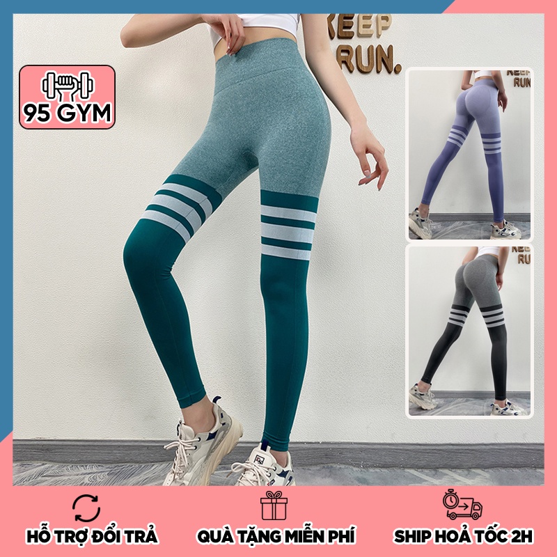 Quần tập gym yoga nữ chun mông QD35 dáng legging dài cạp cao lưng cao nâng mông chất dệt cao cấp