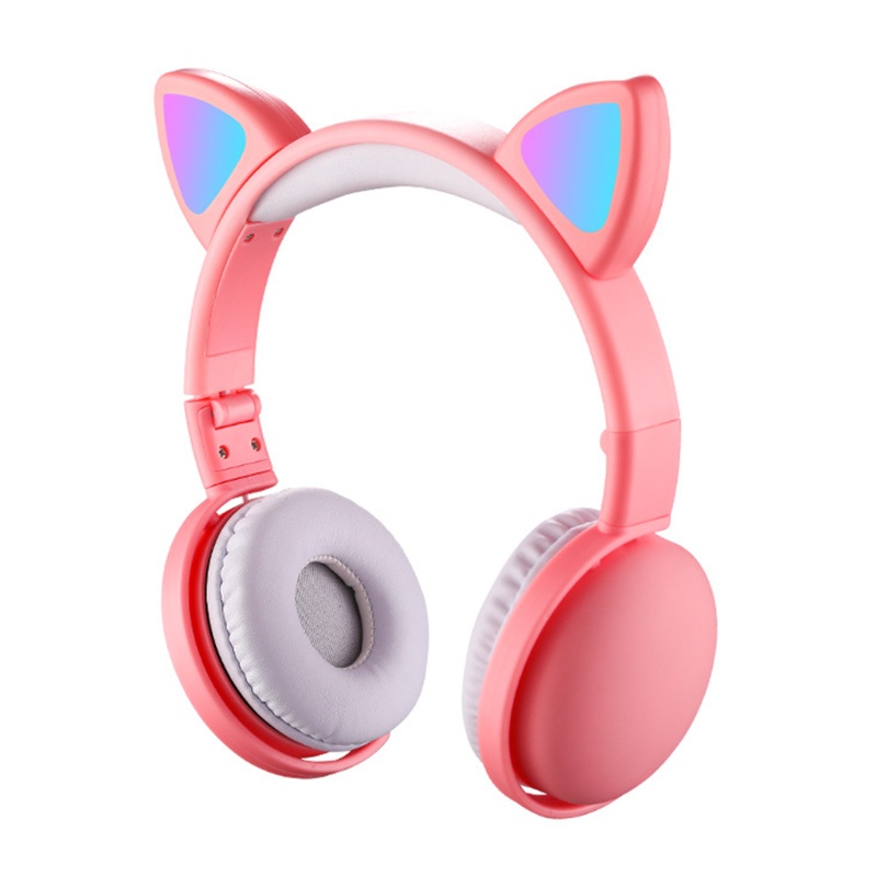 Tai Nghe Bluetooth Không Dây zzz Có Đèn LED Hình Tai Mèo Dễ Thương Cho Bé Gái