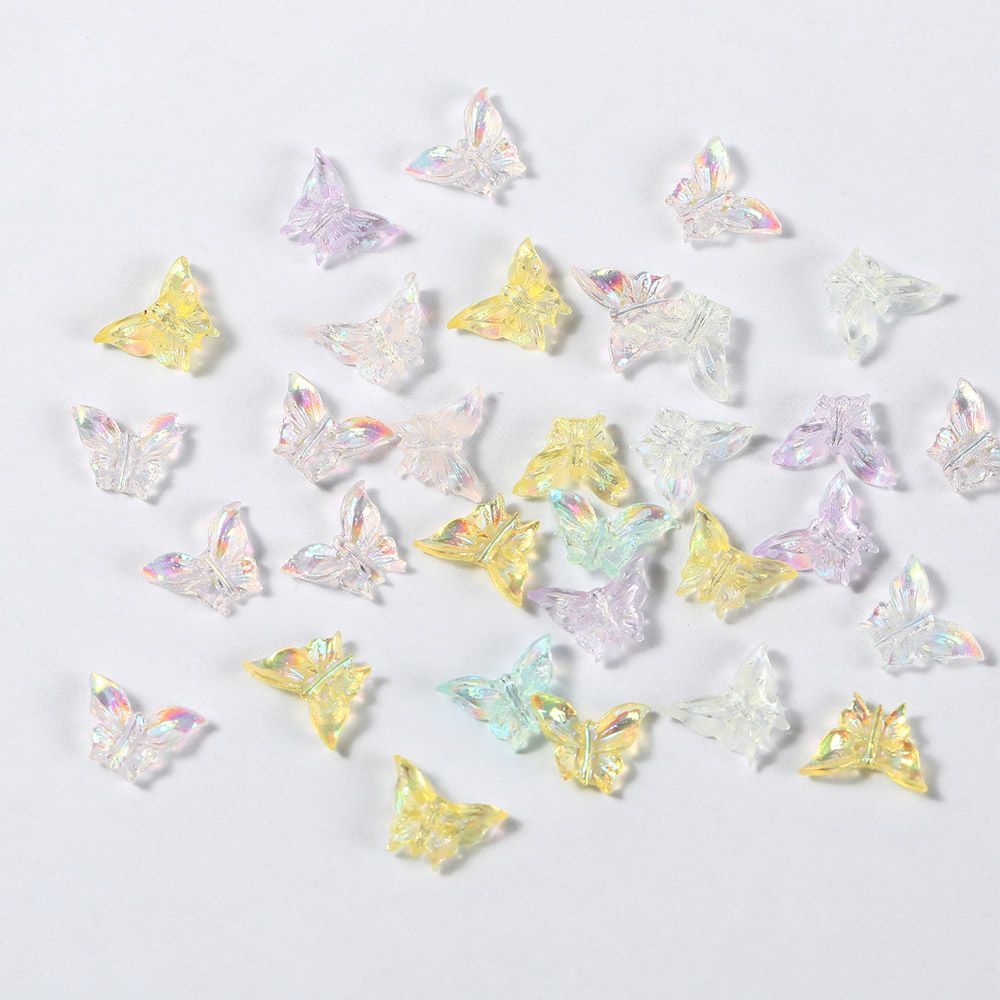 Bộ 30 Phụ Kiện Trang Trí Móng Tay Hình Bướm 3D Bằng Nhựa Resin Lấp Lánh Thời Trang DIY