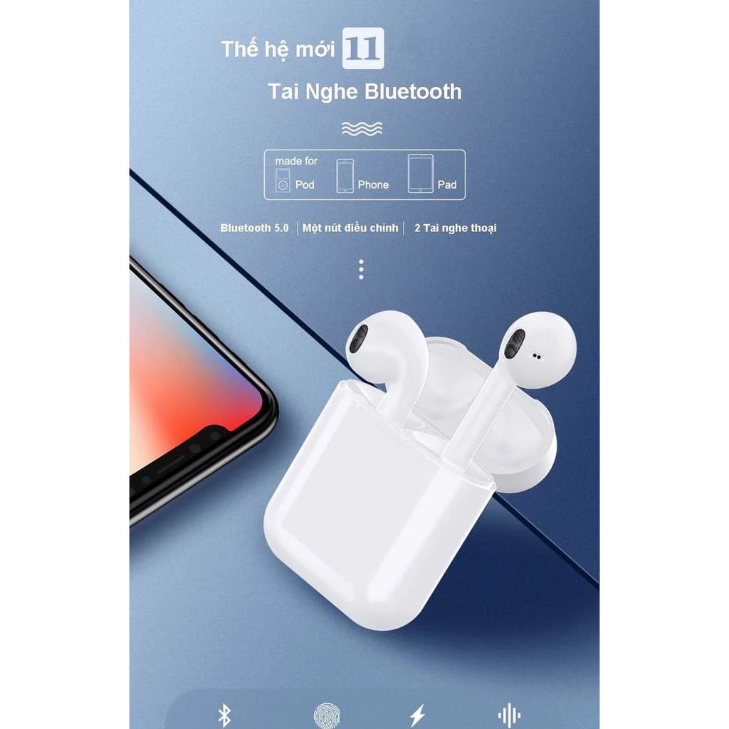 [Rẻ Vô Địch] Tai Nghe Không Dây Bluetooth I11 - TWS 5.0 Cảm Ứng Nhạy, Âm Thanh Hay, Giá Cực Tốt