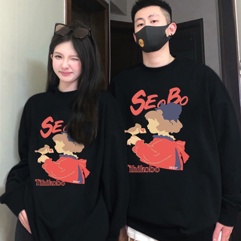Áo sweater Ihkke dáng rộng phong cách retro Âu Mỹ thời trang