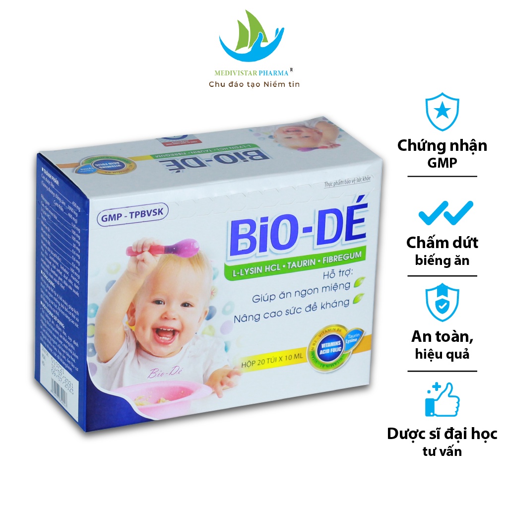 Siro Ăn Ngon Cho Bé MEDIVISTAR PHARMA Biodé Giúp Tăng Cường Sức Đề Kháng Dành Cho Trẻ Biếng Ăn Hộp 10 Túi / 20 Túi