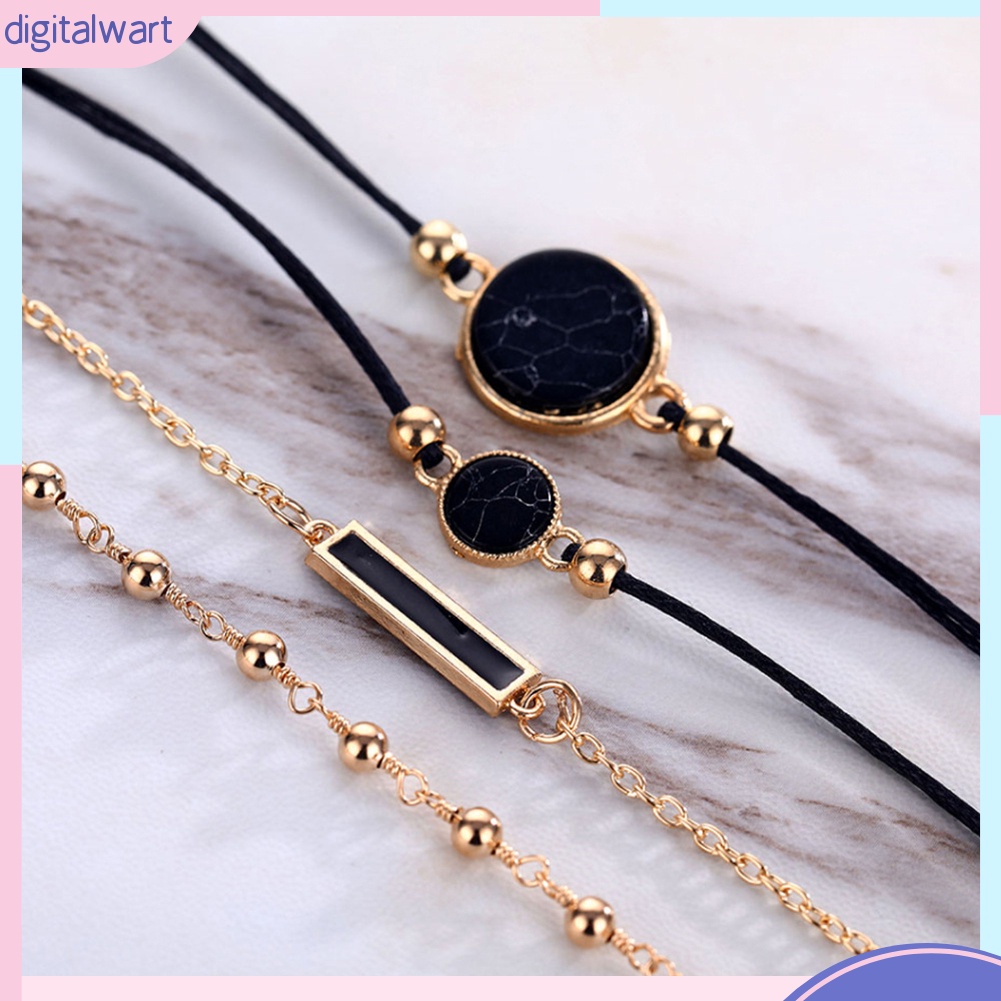 Set 4 Vòng Đeo Tay Phối Phụ Kiện Kiểu Dáng Thời Trang Ấn Tượng Cho Nữ