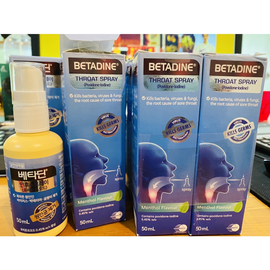 Xịt miệng và cổ họng Betadine kháng khuẩn số 1 Hàn Quốc.HÀNG SẴN SỐ LƯợNG LỚN