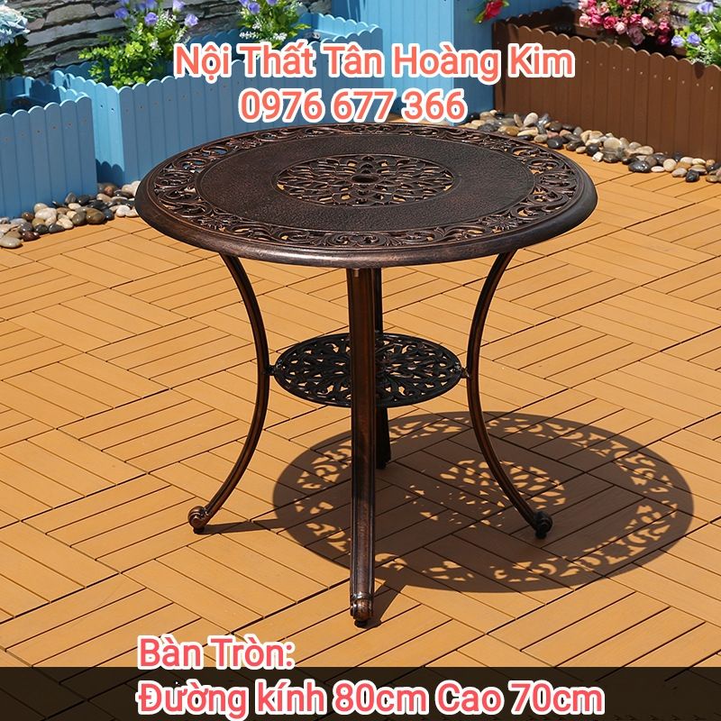 Bàn ghế sân vườn nhôm đúc nhập khẩu mẫu hoa lan