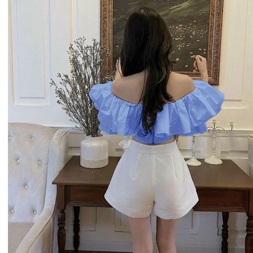 Áo bẹt vai  viền bèo tay ngắn xòe siêu hot(U.NG)