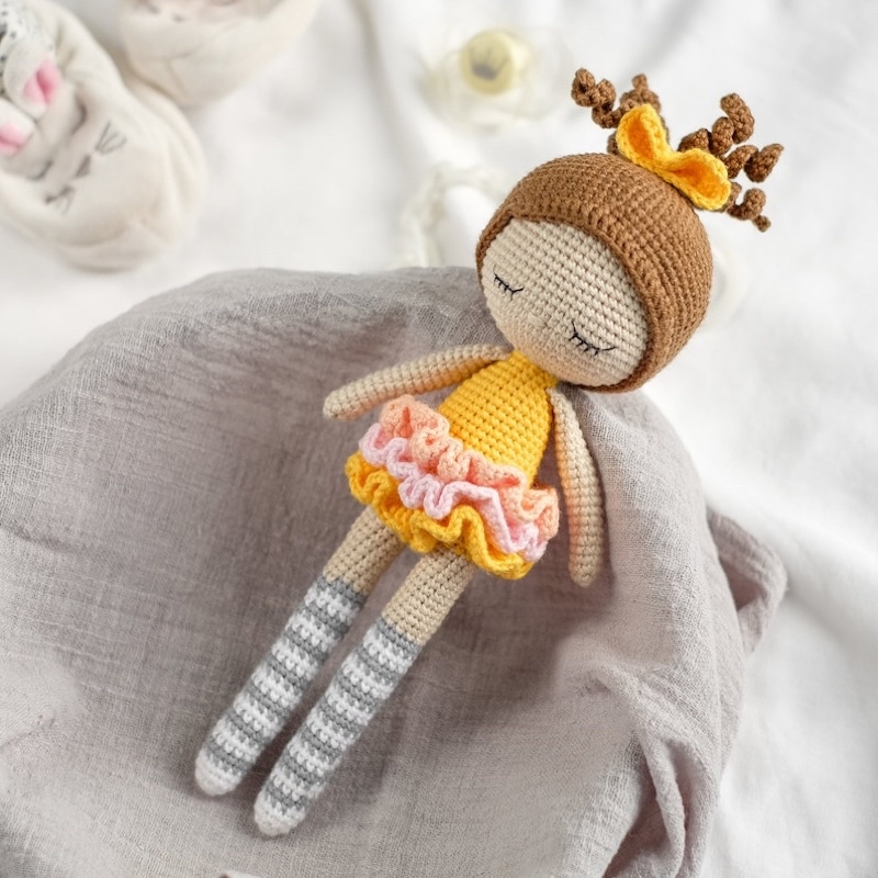 Búp Bê Len Cao Cấp An Toàn Cho Bé Gái - Thú Bông Len Handmade Đan Móc Bằng Thủ Công Bằng Tay