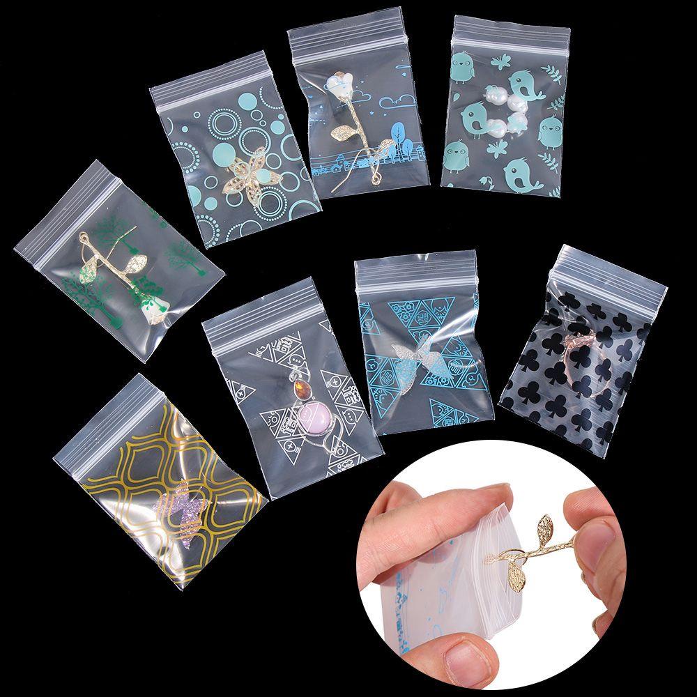 JUNE Bộ 100 Túi Nhựa Mini Đựng Trang Sức