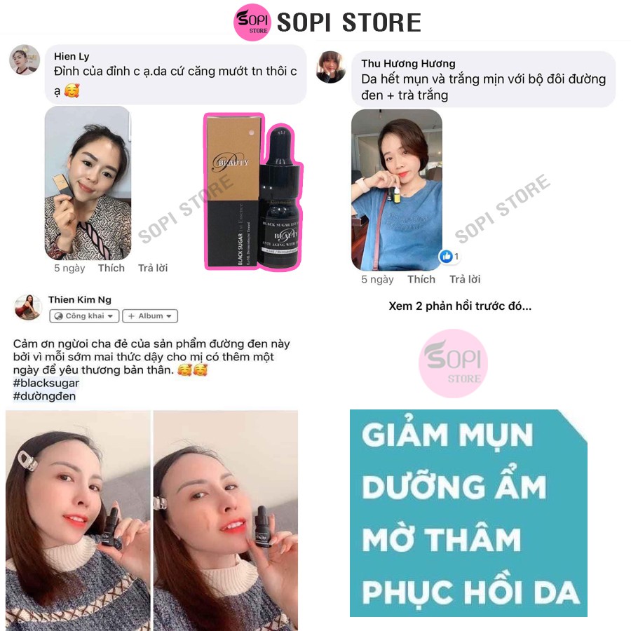 [Mua 3 tặng 1] Serum đường đen Black Sugar Ist Essence 5ml chính hãng, ngừa mụn, xoá thâm mụn, dưỡng da mụn - Sopi Store