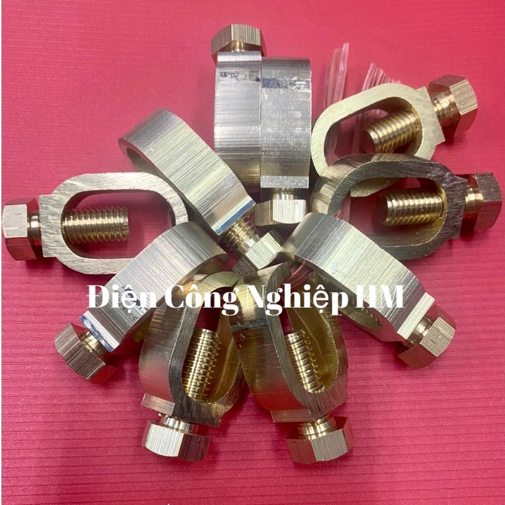 Ốc xiết cáp cọc tiếp địa, Ốc kẹp cáp đồng trần với cọc tiếp địa chống sét hình quả trám