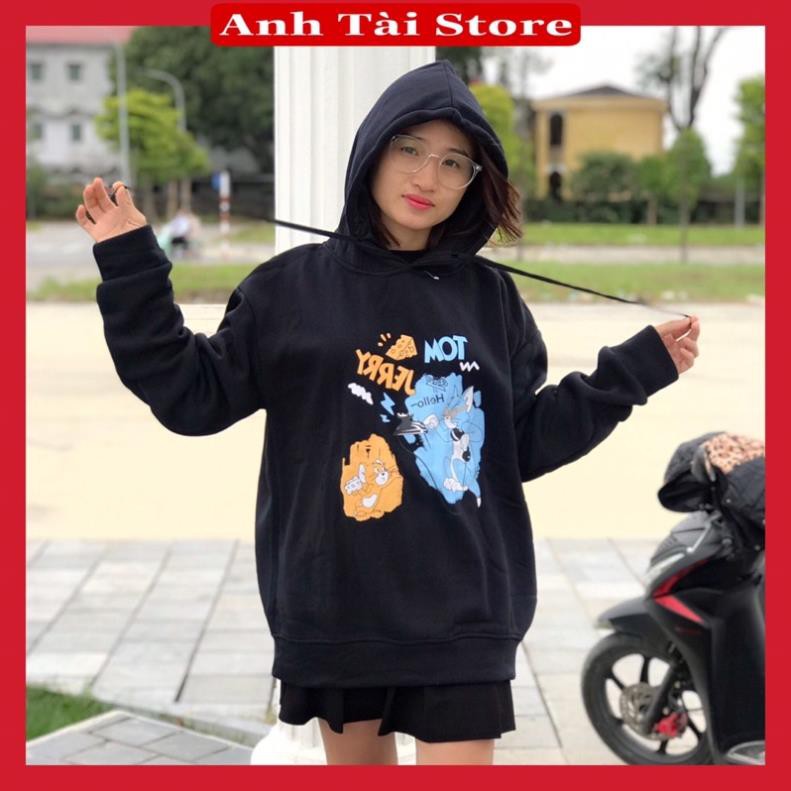 Áo nỉ hoodie nam nữ in hình mèo tom and jerly fom unisex oversize đến 67kg có nũ  phong cách Hàn Quốc AT 9112 | BigBuy360 - bigbuy360.vn