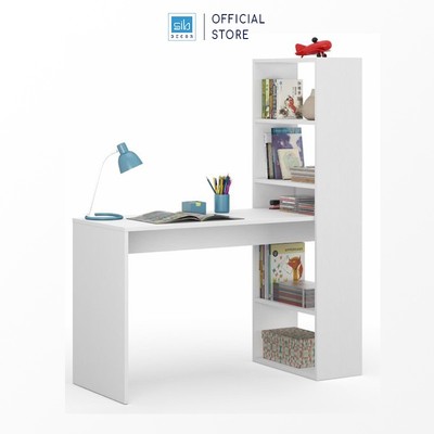 Bàn Làm Việc Kết Hợp Kệ Sách Màu Trắng SIB Decor, Gỗ Chống Ẩm Carb-P2 Thương hiệu SIB Decor BLV22