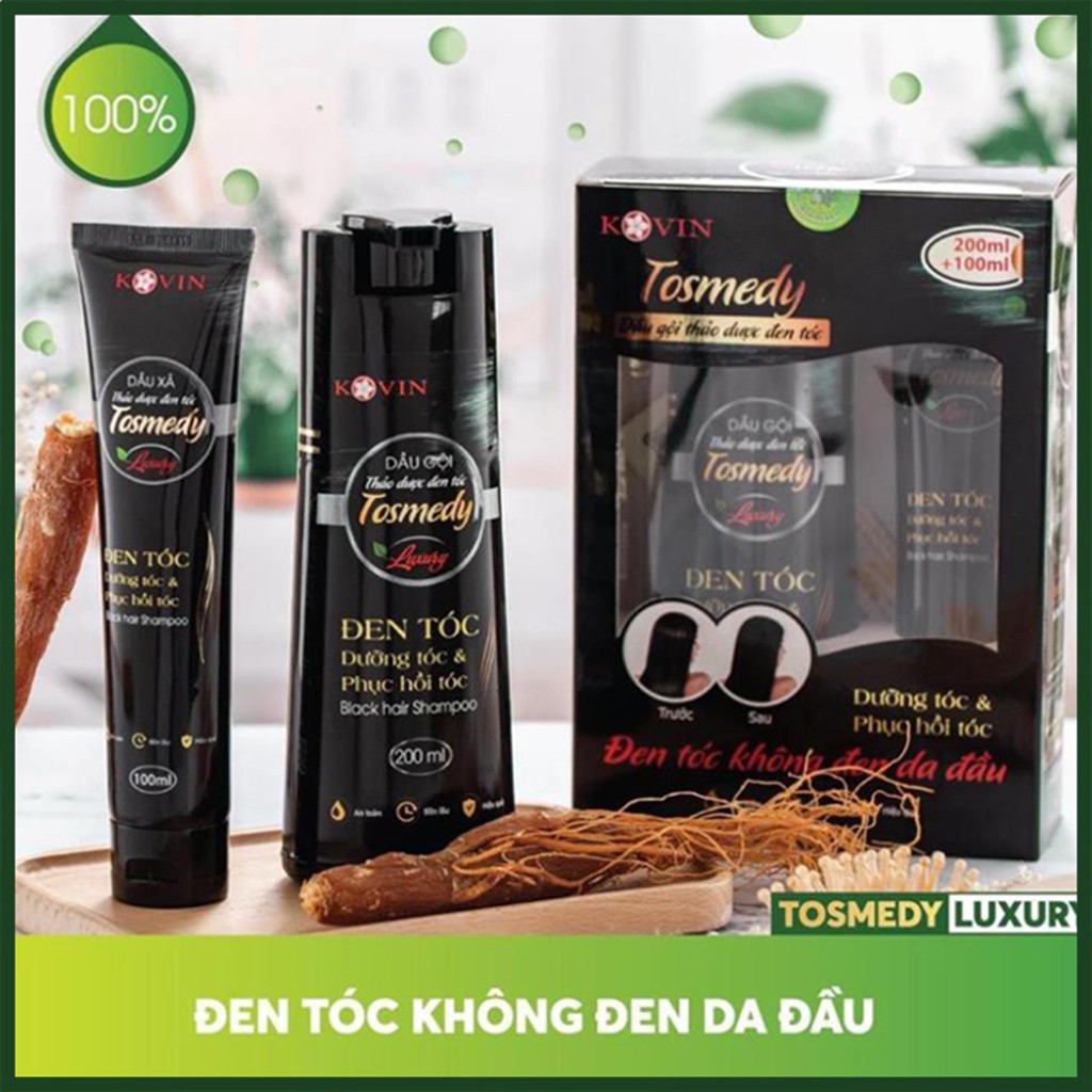 [CHÍNH HÃNG] Dầu gội thảo dược đen tóc TOSMEDY 300ml - Dầu gội nhuộm tóc đen, nhuộm đen tóc bạc, Thảo dược tự nhiên!