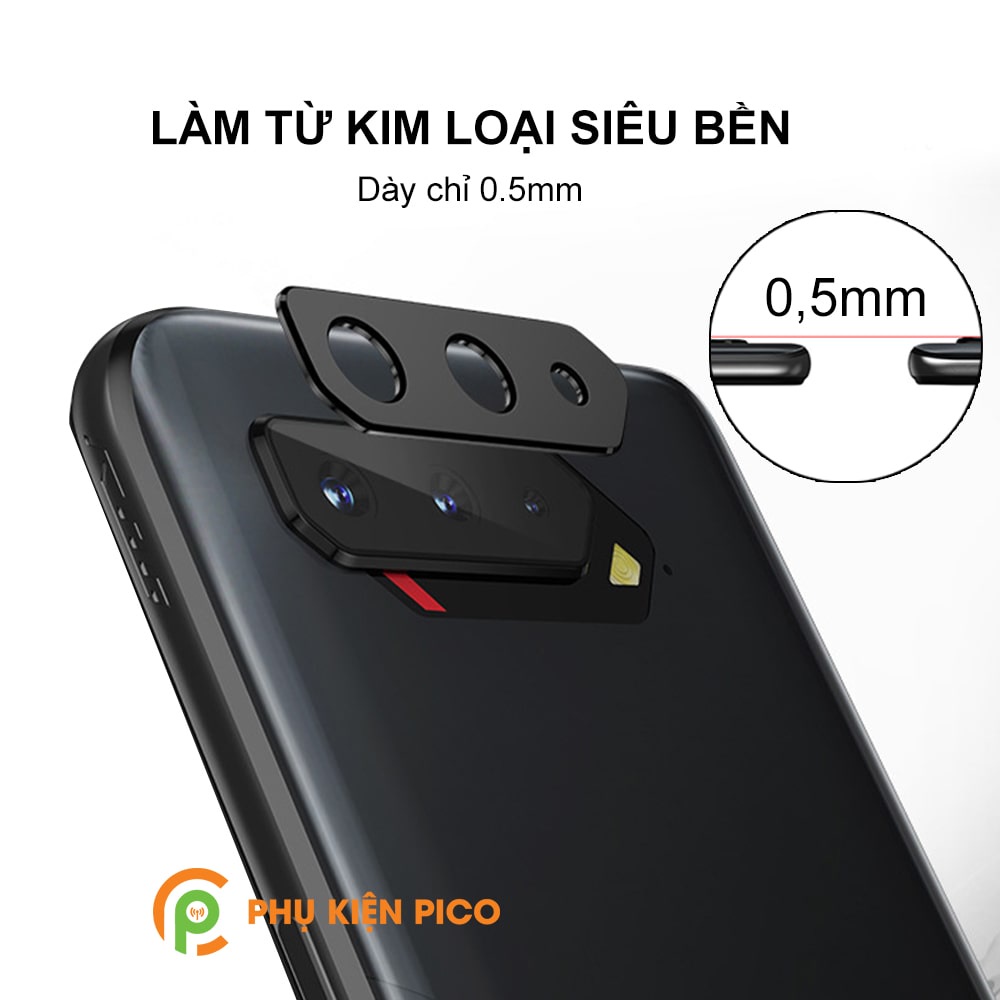 Dán camera Rog Phone 5 / Rog Phone 5s khung kim loại bảo vệ an toàn camera sau - Ốp viền camera Rog Phone 5