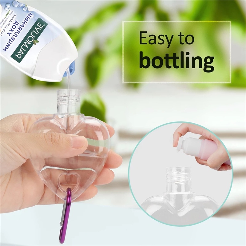 Bình Đựng Nước Rửa Tay Hình Trái Tim Kèm Móc Khóa Sử Dụng Khi Đi Du Lịch