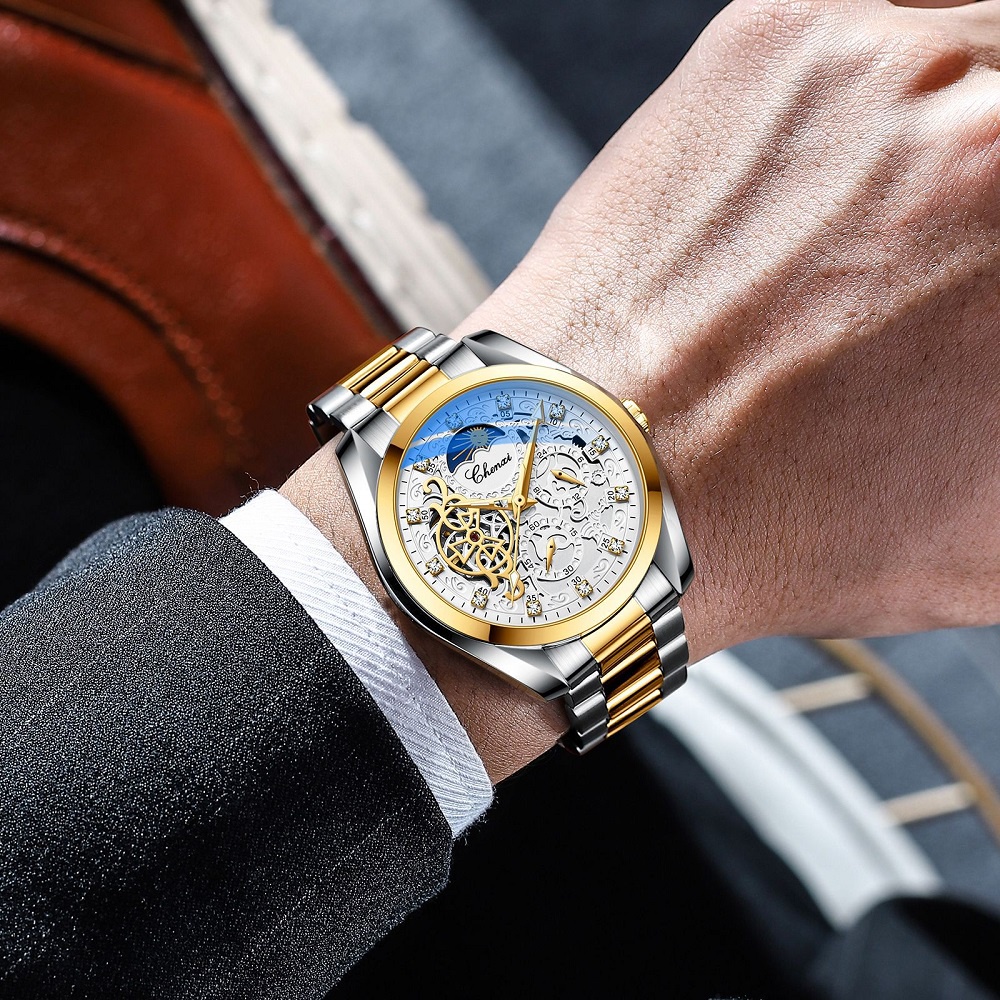 Đồng Hồ Cơ Tự Động CHENXI Chất Liệu Thép Không Gỉ Phát Quang