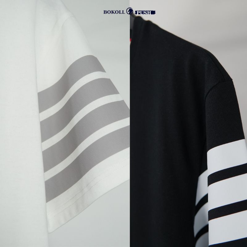 Áo thun unisex THOM BROWNE phong cách BASSIC nam nữ form rộng vải cotton 100 % Bestquality 1 : 1