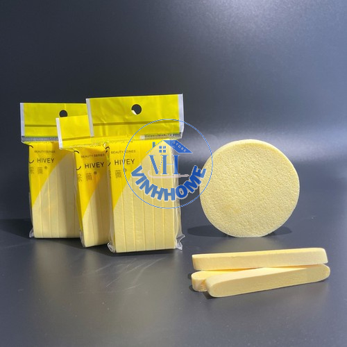 Set 12 bông mút rửa mặt Chivey, bọt biển tẩy trang làm sạch da dạng nén dễ dàng sử dụng
