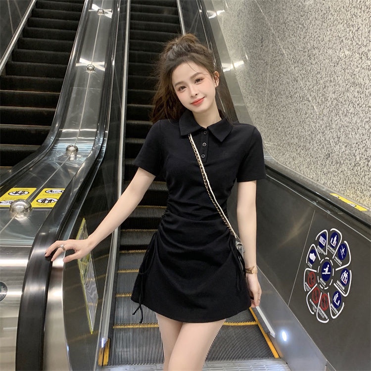 Đầm polo Tay Ngắn Dáng Ôm Thời Trang Hàn Quốc Quyến Rũ Cho Nữ