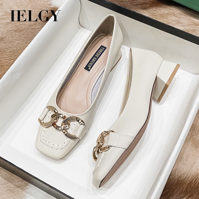 IELGY Giày Lười Màu Trắng Thiết Kế Đơn Giản Thời Trang Theo Phong Cách Hàn Quốc