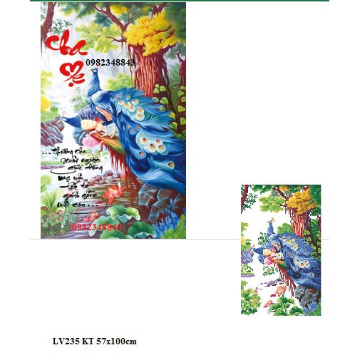 Tranh gắn đá cha mẹ KT:57x100cm. Tranh đính đá chưa làm.