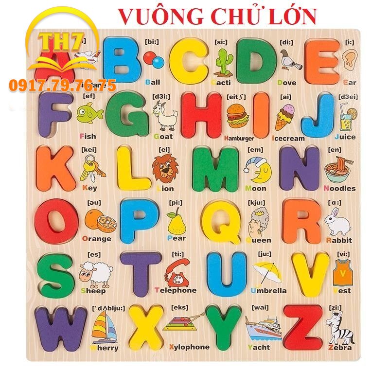 Bảng gỗ chữ cái tiếng Việt in hoa, in thường dạy học cho trẻ cực thú vị