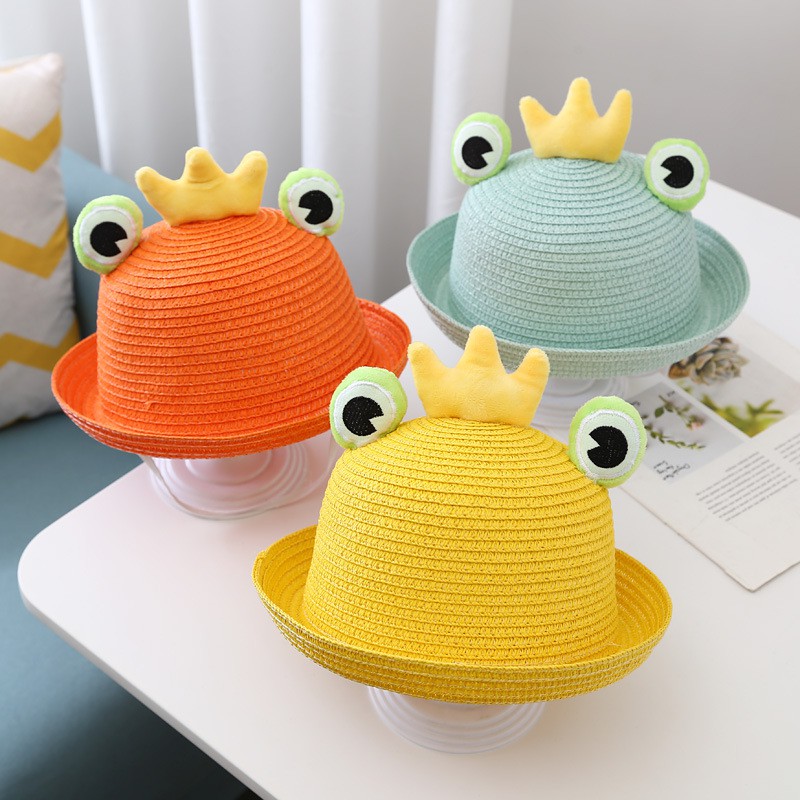 Mũ rơm trẻ em từ 2-5 tuổi phong cách hoạt hình chú ếch siêu dễ thương 5 màu cho bé lựa chọn