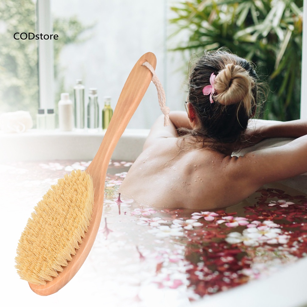 CO*Body Cleaning Brush Burr-free Glowing Skin Cord Handheld Wooden Body Cleaning Brush for Beauty