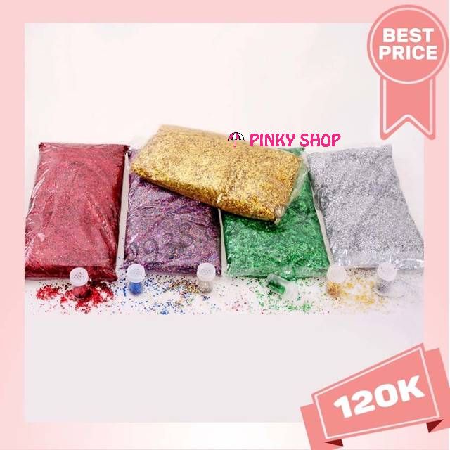 Bột kim tuyến nhũ trang trí đủ màu sắc, làm đồ handmade, trang trí thiệp, hoa, lovebox Pinky Shop mã BKTN1