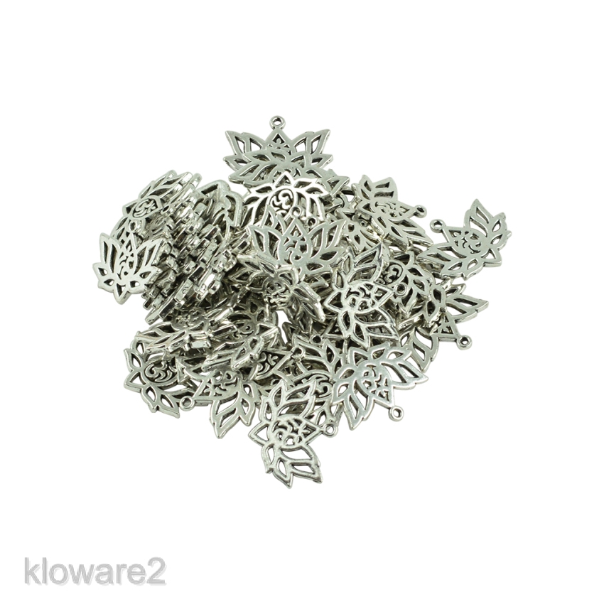 [KLOWARE2] 10Pcs Tibetan Silver Tone Lotus Flower Charms Pendants For Jewelry Making