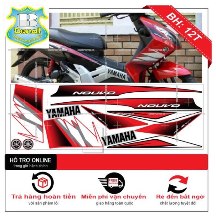 ( Quí khách vui lòng mang ra tiệm cho thợ dán ) Tem NOUVO 2 ĐỎ ĐEN [Bi Decal]