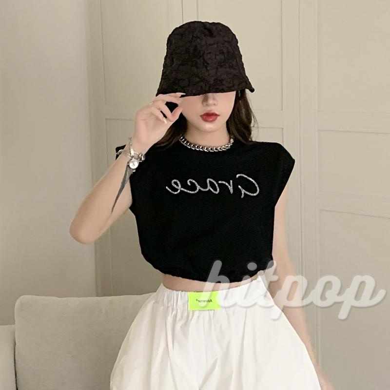 Áo Lửng Sát Nách Đính Đá Thời Trang Dành Cho Nữ