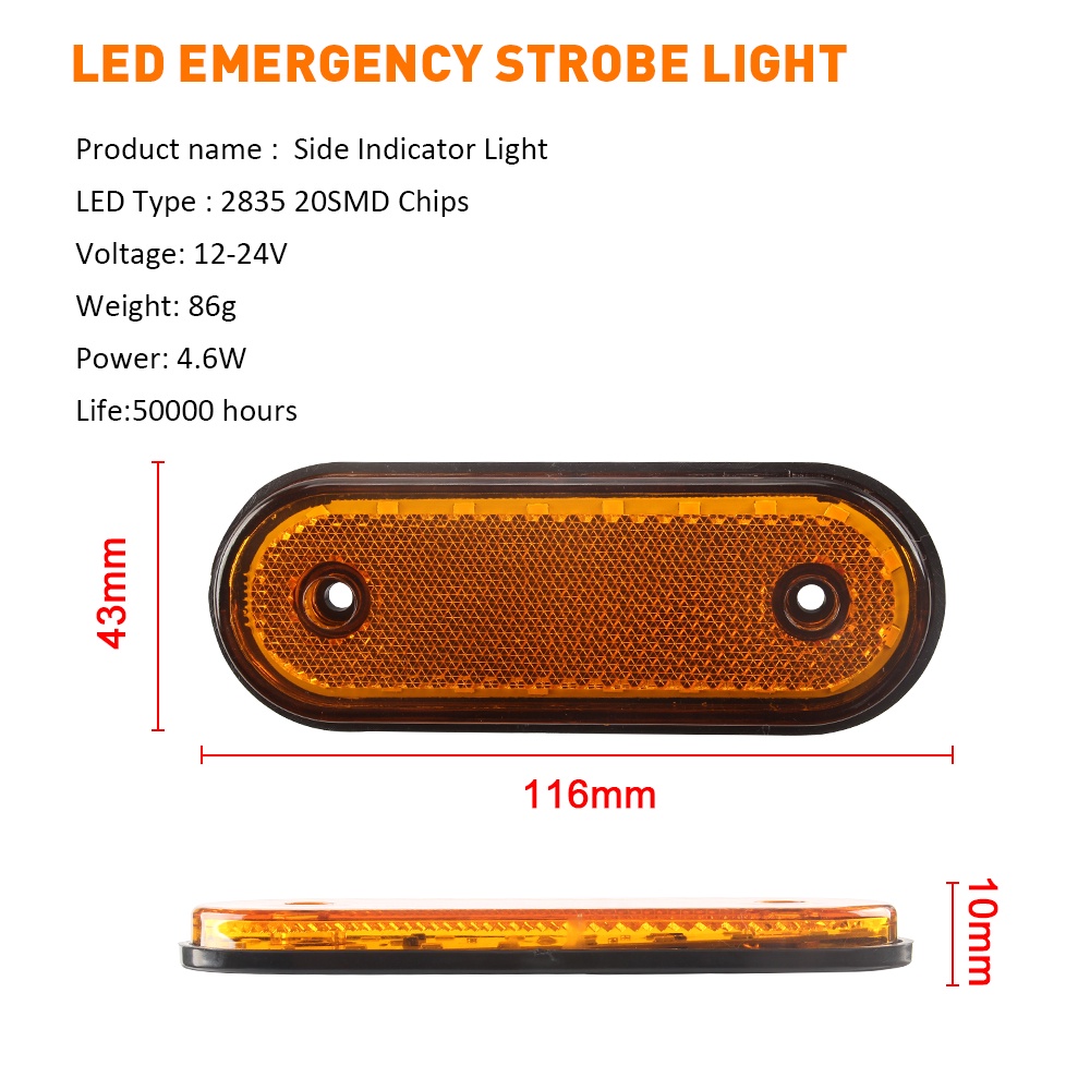 Bộ 20 Đèn LED Tín Hiệu 12V-24V Siêu Sáng Cho Xe Hơi / Xe Tải