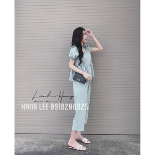 Đồ bộ nữ set quần ống rộng lỡ áo cổ vuông tay bồng đồ đi chơi siêu đẹp