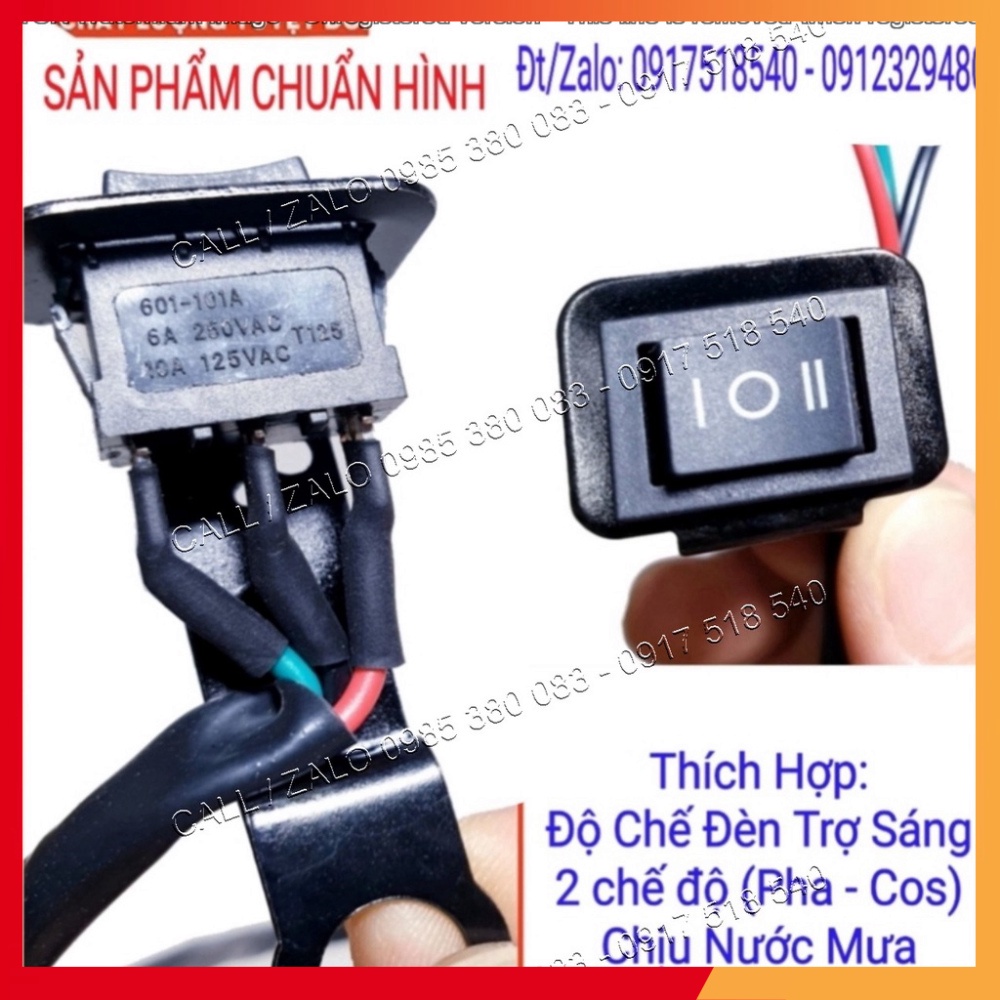 Công Tắc 3 Chế Độ On-Off-On Kèm Pat Gắn Chân Gương Lắp Đèn Trợ Sáng Cho Xe Máy