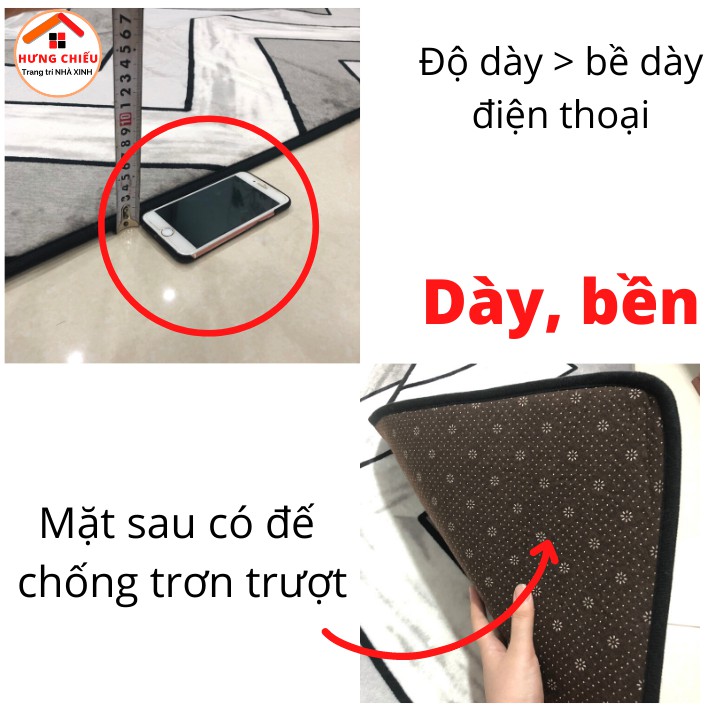 Thảm trải sàn nỉ nhung lông mịn, thảm lót sàn trang trí phòng khách decor phòng ngủ