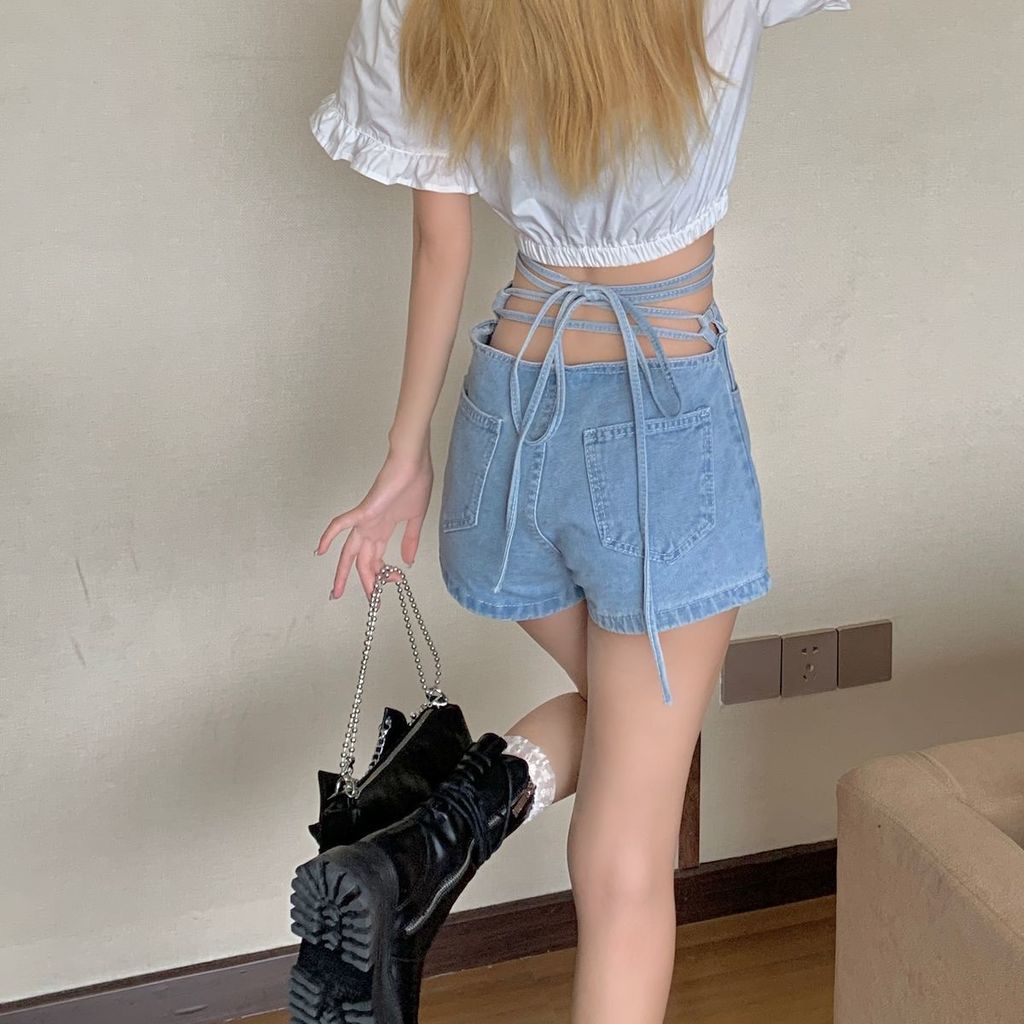 Quần Short Denim Lưng Cao Thiết Kế Mới Quyến Rũ Thời Trang Mùa Hè Dành Cho Nữ