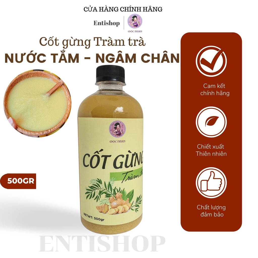 Cốt gừng tràm trà, Nước tắm và ngâm chân giữ ấm cơ thể, phòng hô hấp MỘC NHAN 500ml