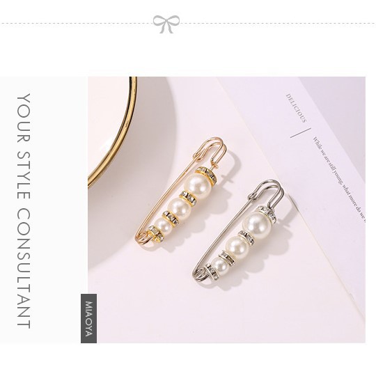 Ghim cài áo thiết kế hoa đính ngọc trai giả thời trang