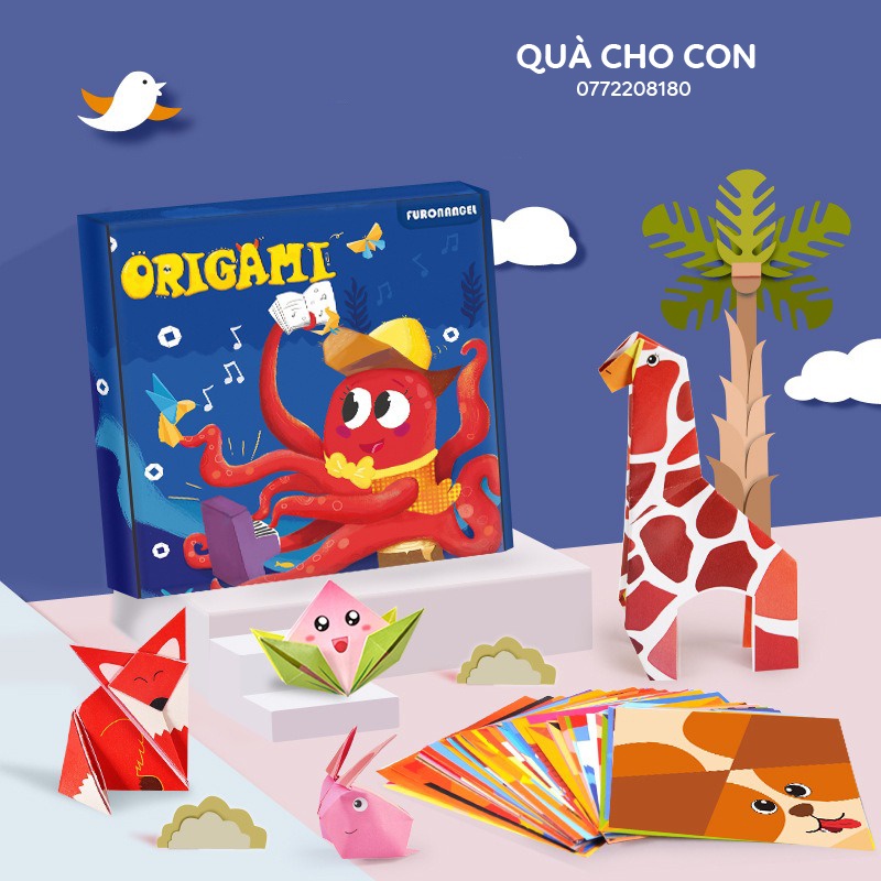 BỘ GẤP GIẤY ORIGAMI 108/144 TỜ RÈN LUYỆN SỰ KHÉO LÉO CỦA ĐÔI BÀN TAY - HÃNG FUROANGEL