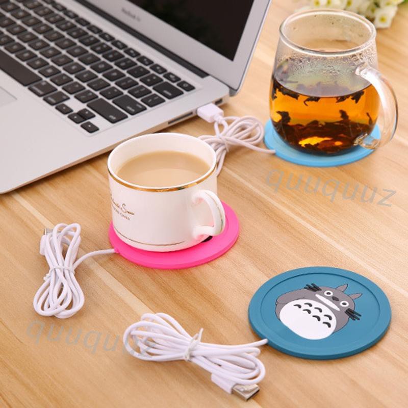 Đế lót ly giữ nhiệt 5v có cổng sạc USB bằng chất liệu silicon hoạ tiết hoạt hình dễ thương xinh xắn