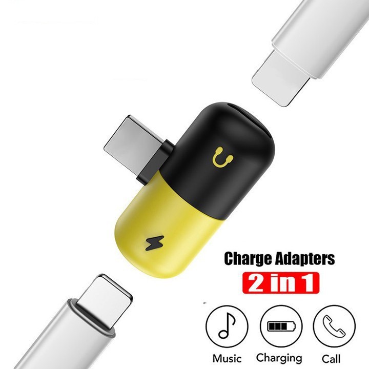  [Giá tốt] Jack Chia Cổng Lightning Thành Cổng Tai Nghe Và Sạc Cho Iphone 7/8/X/XS  Rbán cho vui