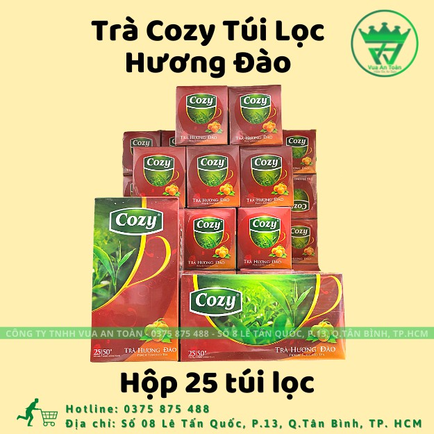 Trà Đào, Trà Túi Lọc Cozy Đào 1 Hộp 25 Túi Lọc