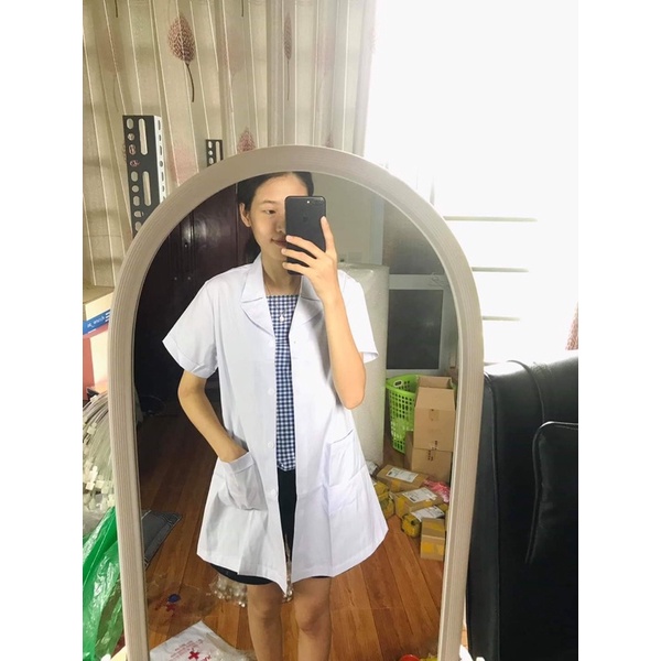 Áo Blu Trắng Dáng Ngắn Ngang Đùi Y Tá - Bác Sĩ