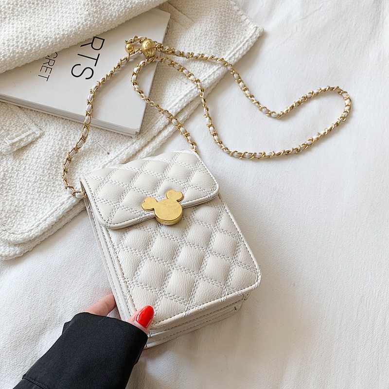 IELGY Túi Đeo Vai Hình Vuông Cỡ Nhỏ Phối Dây Xích Thời Trang Cho Nữ Dễ Phối Đồ