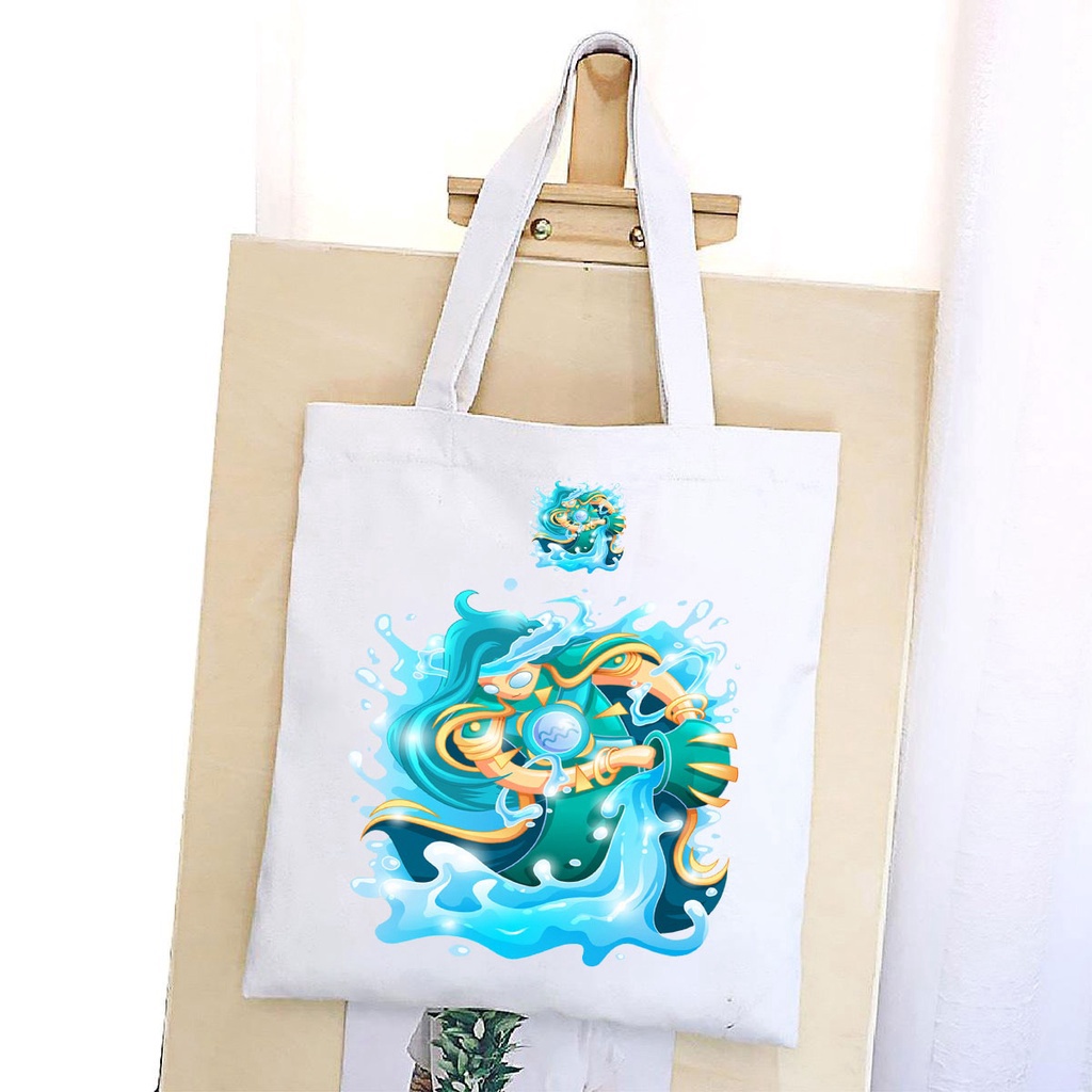 BST TÚI VẢI CUNG HOÀNG ĐẠO ĐEO VAI TOTE CANVAS BAG CÓ KHÓA KÉO SIZE LỚN 33x38cm PHONG CÁCH CÁ TÍNH HOT TREND NHIỀU MẪU A