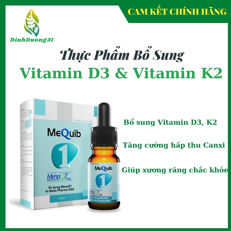 Mequib 1 10ml - Bổ sung Vitamin D3 & K2, tăng cường hấp thu canxi, phát triển chiều cao ở trẻ - Dạng nhỏ giọt